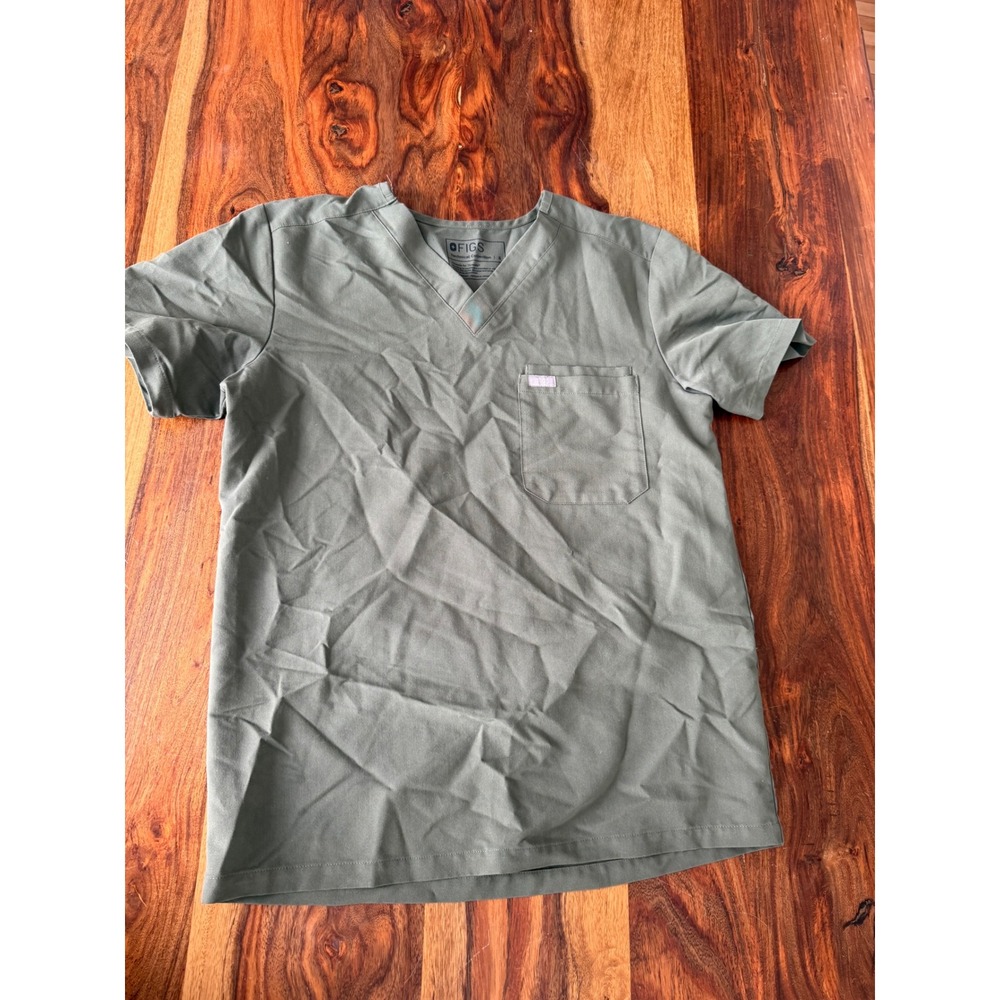 FIGS Leon Technical Collection Scrub Top Olive Green Mens Small FM1500 V-Neck